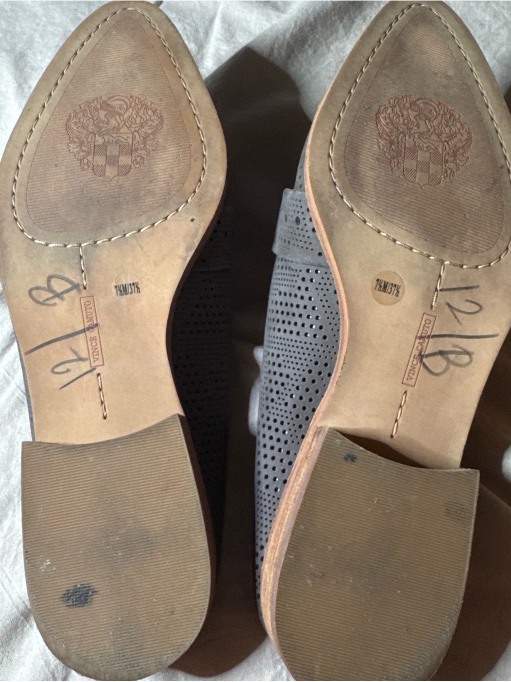 Vince Camuto Grey Perforated Pointed Mule Loafers - Picture 3 of 3